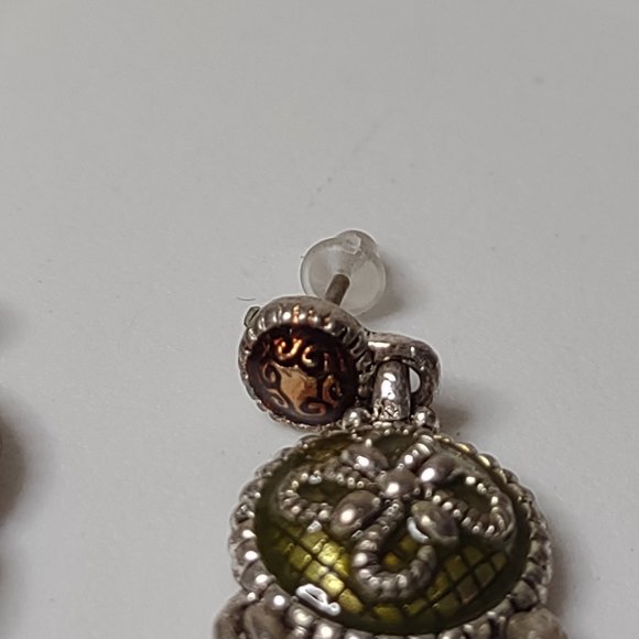 Green And Orange Dangle Earrings - Picture 5 of 9